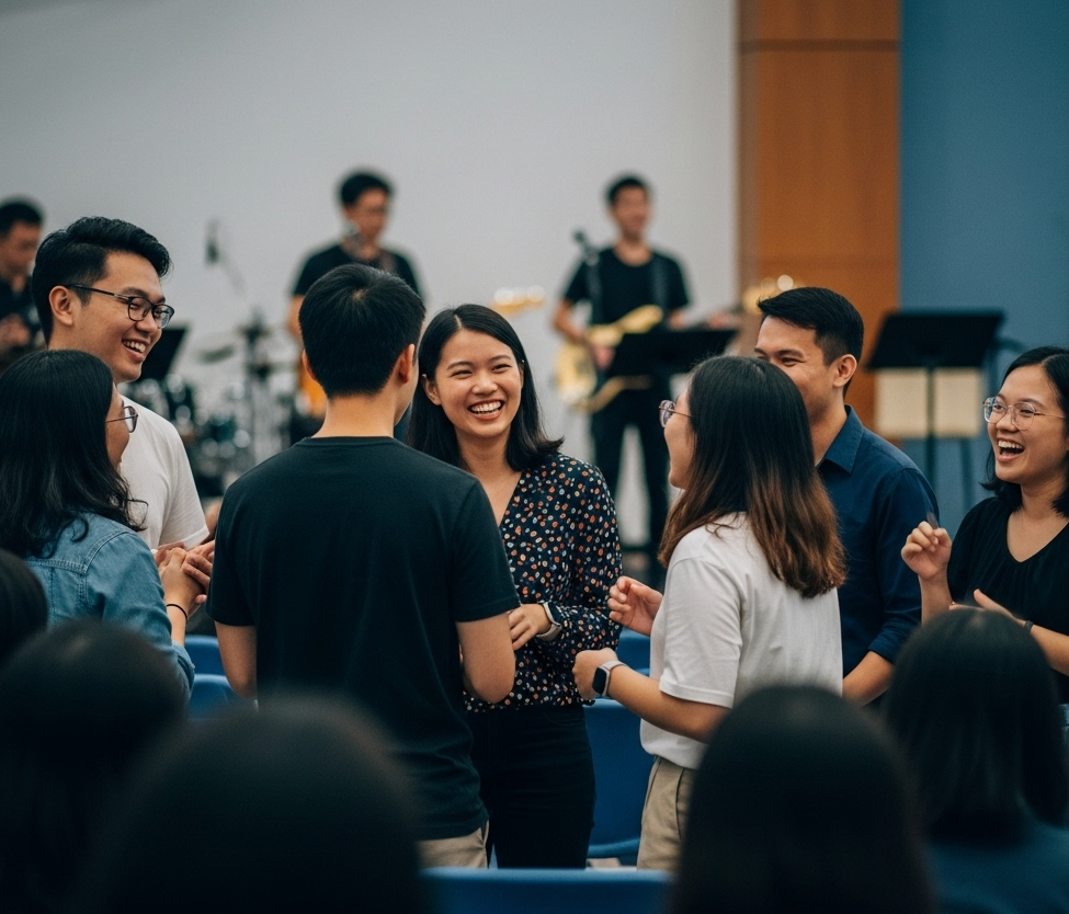 Worshippers in a church event